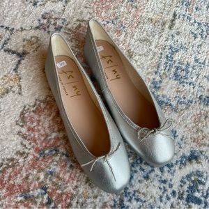 FRENCH SOLE- Amelie Silver Metallic Ballet Flat EUC Size 39